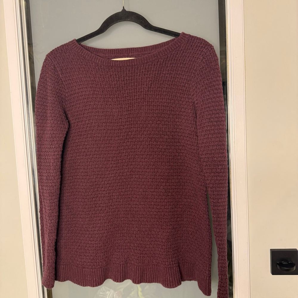 LOFT Maroon Crew Neck Sweater M - Picture 3 of 8